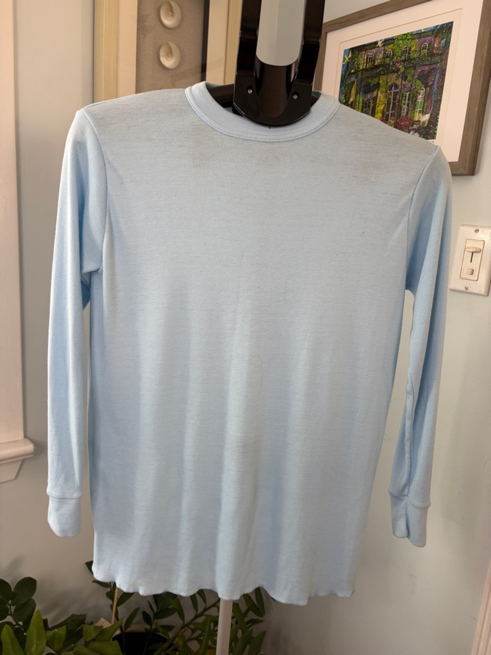 Vintage Cabela's Light Blue Men's Long-Sleeve Crewneck Shirt